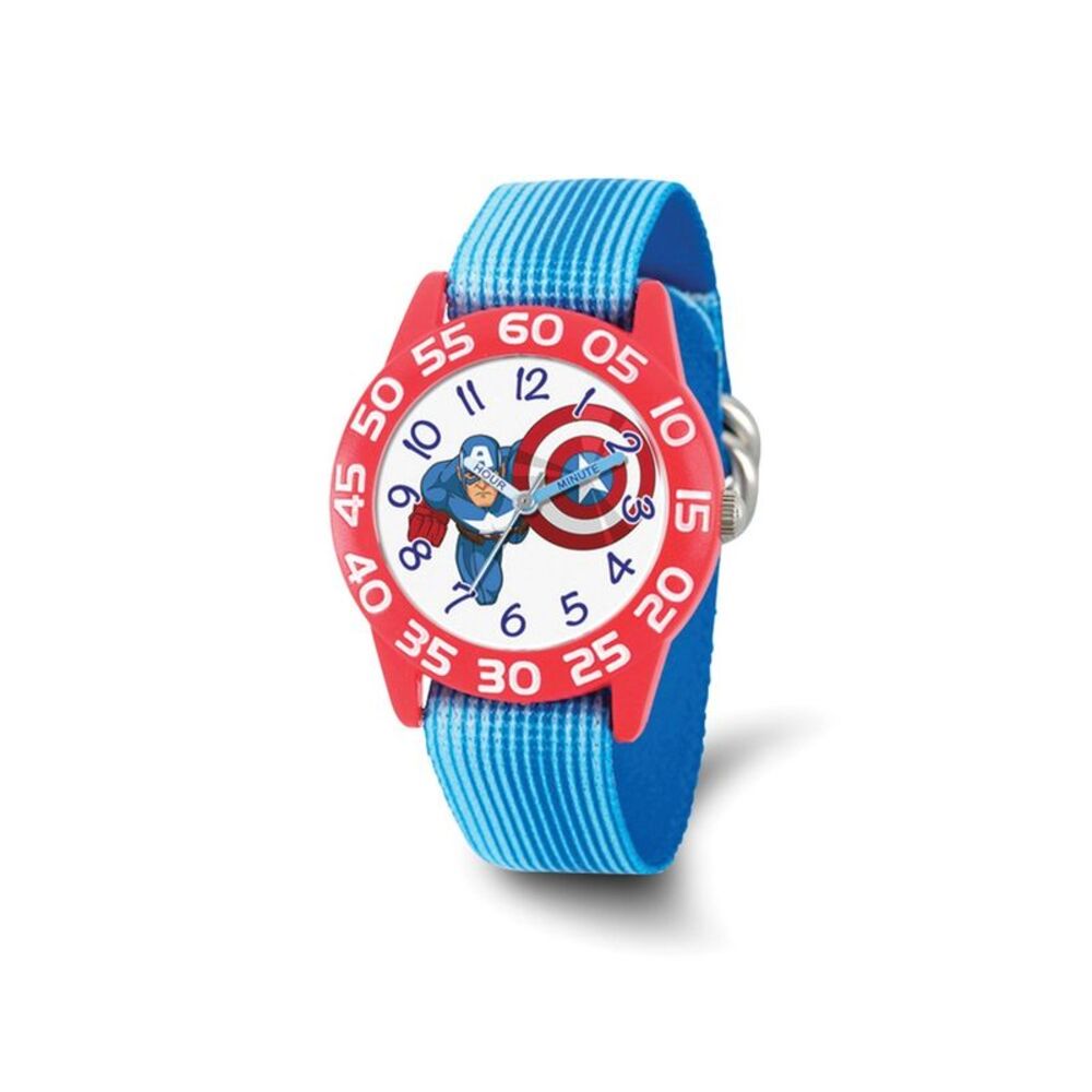 Marvel Boys Captain America Stretch Band Time Teacher Watch
